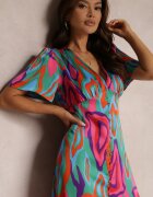 retro & icone Rochie Verde-Roz Eudathe