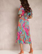 retro & icone Rochie Verde-Roz Katopis