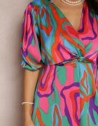 retro & icone Rochie Verde-Roz Katopis