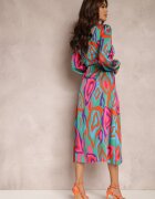 retro & icone Rochie Verde-Roz Lalope