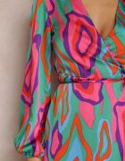 retro & icone Rochie Verde-Roz Lalope