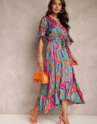 retro & icone Rochie Verde-Roz Telepholis