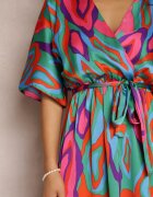 retro & icone Rochie Verde-Roz Telepholis