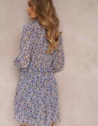 retro & icone Rochie Violetă Evazată Mini Florală cu elastic în talie Antonette