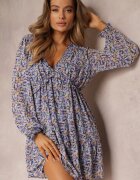 retro & icone Rochie Violetă Evazată Mini Florală cu elastic în talie Antonette