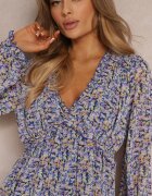 retro & icone Rochie Violetă Evazată Mini Florală cu elastic în talie Antonette
