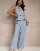 retro & icone Salopetă Albastru Stilizată ca un costum cu imitație de vestă Lanirena