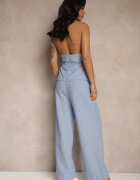 retro & icone Salopetă Albastru Stilizată ca un costum cu imitație de vestă Lanirena