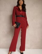 retro & icone Salopetă Cintrată Bordo în stil elegant cu picioare largi Etallina