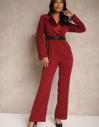 retro & icone Salopetă Cintrată Bordo în stil elegant cu picioare largi Etallina
