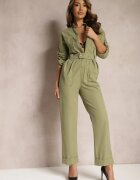 retro & icone Salopetă Verde Utility cu Picioare Lărgi și Cureaua Pireval
