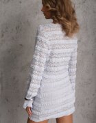retro & icone Set Albastru din Dantelă Bluză cu mâneci lungi și Fustă-Pantaloni scurți asortați Daera
