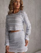 retro & icone Set Albastru din Dantelă Bluză cu mâneci lungi și Fustă-Pantaloni scurți asortați Daera