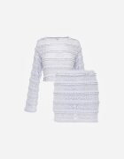 retro & icone Set Albastru din Dantelă Bluză cu mâneci lungi și Fustă-Pantaloni scurți asortați Daera