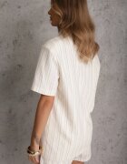 retro & icone Set Bej cu Vâscoză și Bumbac Pantaloni scurți și Sacou cu Mânecă Scurtă Zaleria