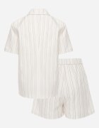 retro & icone Set Bej cu Vâscoză și Bumbac Pantaloni scurți și Sacou cu Mânecă Scurtă Zaleria
