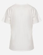 retro & icone Tricou de Bumbac Alb cu Mânecă Scurtă și Floare Decorativă Krissas