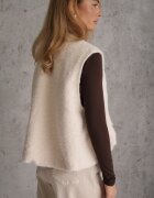 retro & icone Vestă Casual din tricot Boucle cu fermoar și buzunare Emasa Bej