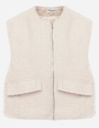 retro & icone Vestă Casual din tricot Boucle cu fermoar și buzunare Emasa Bej