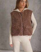 retro & icone Vestă Casual din tricot Boucle cu fermoar și buzunare Emasa Maro