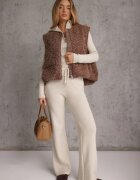 retro & icone Vestă Casual din tricot Boucle cu fermoar și buzunare Emasa Maro