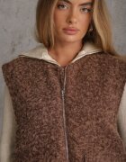 retro & icone Vestă Casual din tricot Boucle cu fermoar și buzunare Emasa Maro