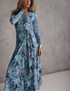  Rochie Albastră Maxi cu cordon în talie Rosali