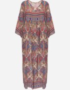  Rochie Bej deschis Evazată cu Imprimeu Paisley cu Mânecă 3/4 Briarwa