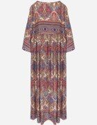  Rochie Bej deschis Evazată cu Imprimeu Paisley cu Mânecă 3/4 Briarwa