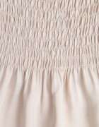  Rochie bejă de bumbac cu bretele cu elastic în talie cu croială evazată Holfea