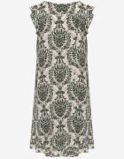  Rochie Boho Verde-Bej din Bumbac cu Bretele Decorată cu Volănaș Testalaya