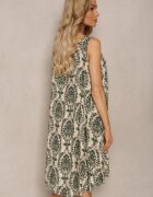  Rochie Casuală Bej-Verde din Bumbac cu croială Cloș Mellilla