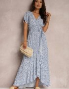  Rochie Cloche Albastră cu cordon și volan decorativ Holm