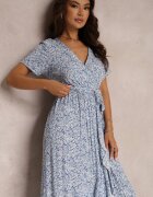  Rochie Cloche Albastră cu cordon și volan decorativ Holm