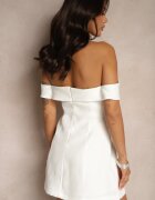  Rochie De cocktail Albă Bandeau cu pliu la decolteu Milzemis