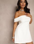  Rochie De cocktail Albă Bandeau cu pliu la decolteu Milzemis