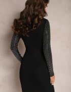  Rochie de cocktail Neagră Mini cu Cirkonii Sereno