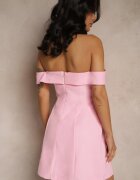  Rochie De cocktail Roz deschis Bandeau cu pliu la decolteu Milzemis