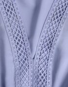  Rochie Evazată Maxi Albastru deschis cu elastic în talie și decolteu din dantelă Cheteia