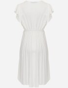  Rochie Evazată Midi Albă cu Pliuri la Bază Nairata
