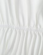  Rochie Evazată Midi Albă cu Pliuri la Bază Nairata