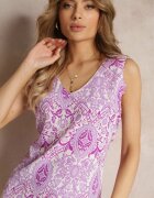  Rochie Fioletă Tip cutie Mini Cu flori Cu volane și curea suplimentară Jozelin