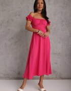  Rochie fuchsia cu croi evazat cu legătură Perolis
