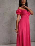  Rochie fuchsia cu croi evazat cu legătură Perolis