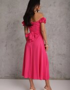  Rochie fuchsia cu croi evazat cu legătură Perolis