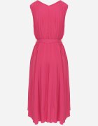  Rochie Fucsia Plisată Midi cu Plise la Tiv și Curea în Talie Wrensilva
