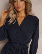  Rochie Granat petrecută cu elastic și curea în talie plisată Kaylina