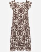  Rochie Maro-Bej Boho din Bumbac cu Bretele Decorată cu Volănaș Testalaya