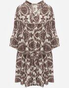 Rochie Maro-Bej din bumbac cu croială evazată finisată cu volane Niloa