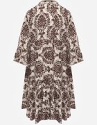  Rochie Maro-Bej din bumbac cu croială evazată finisată cu volane Niloa